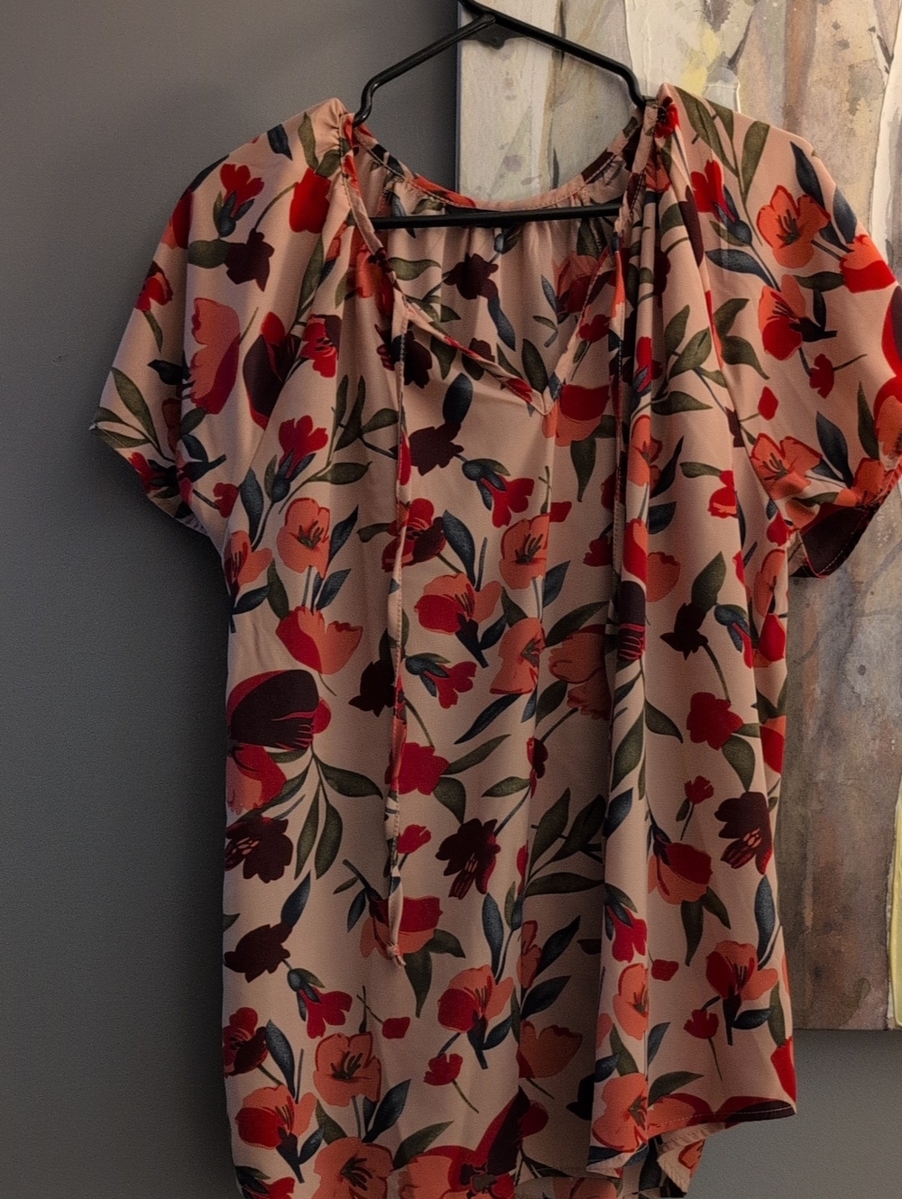 Floral Women’s Blouse in Dusty Pink Size Xl